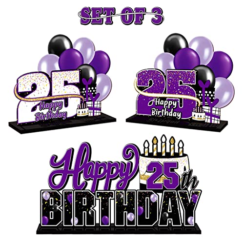 Lingteer Set Di Centrotavola In Acrilico Viola Per 25° Compleanno, Decorazioni Regalo Per Feste 25° Compleanno - 2