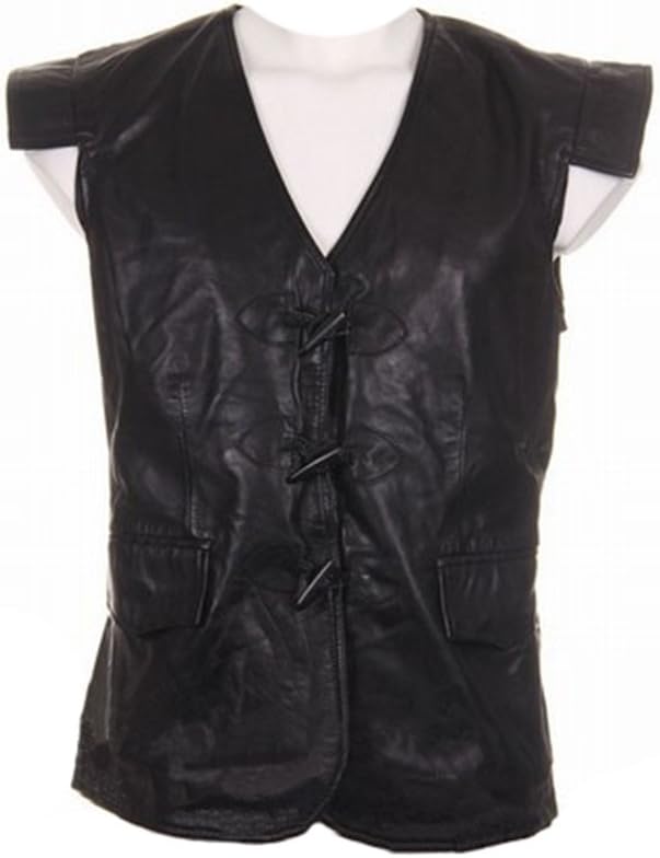 The Scotland Kilt Company New Traditional Scottish 100% Genuine Leather Jacobite Waistcoat in Black - Sizes S - 3XL