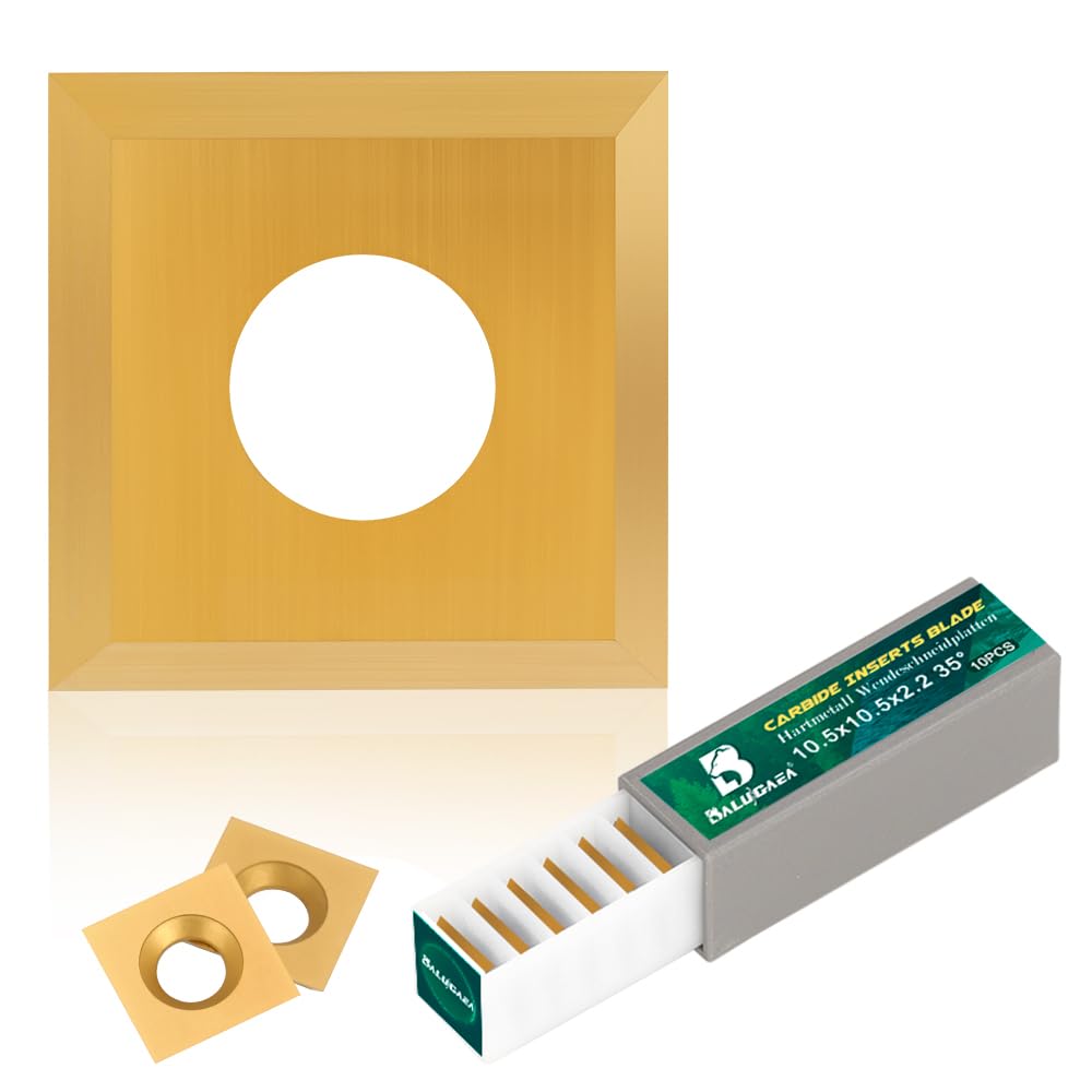 Lot de 10 inserts HM Burin de rabotage 10,5 x 10,5 x 2,2 mm-35 ° Plaquettes carrées en carbure pour fraise à affleurer pour outils de tournage à bois Lame de rechange