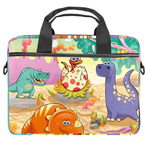 Sac bandoulière pour ordinateur 13 à 14 pouces motif dinosaure multicolore
