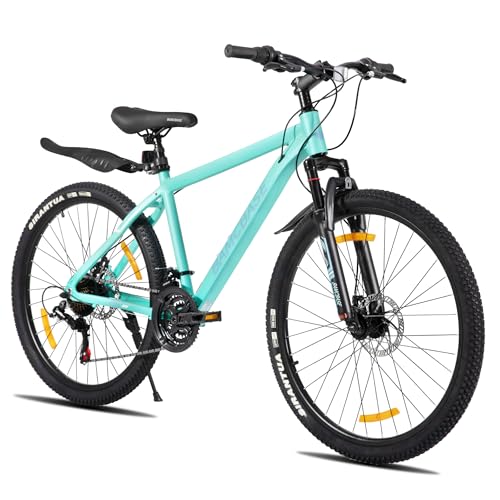 Hiland 26 Zoll Mountainbike, Herren Damen MTB mit Aluminiumrahmen, 21 Gänge Hardtail-Fahrrad für Erwachsene mit Scheibenbremse, Grün