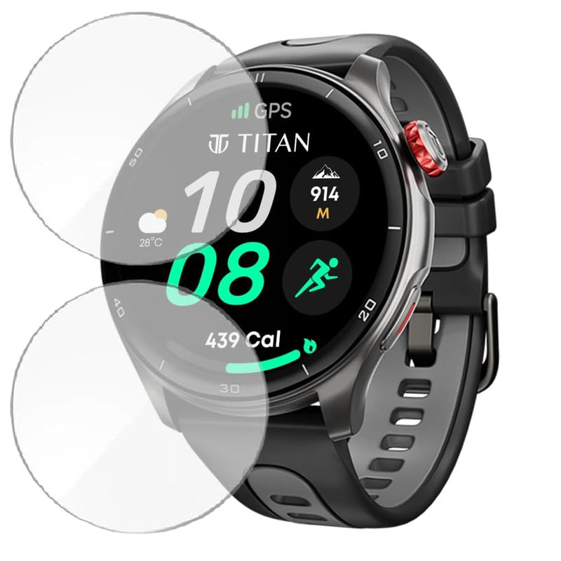 Image of 2 Pack | Screen Protector Guard for Titan Celestor | 1.43 inch | Smartwatch - Flexible & Ultrathin TPU Film, 9H Scratch Resistant, Bubble Free - Not a Tempered Glass