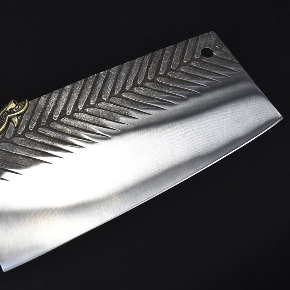 Meat Cleaver,Cleaver Knife 7.5 inch Feather Chef Knife Slicing Meat Cleaver High Carbon Steel Handmade Forged Longquan Kitchen Knives Wood Handle