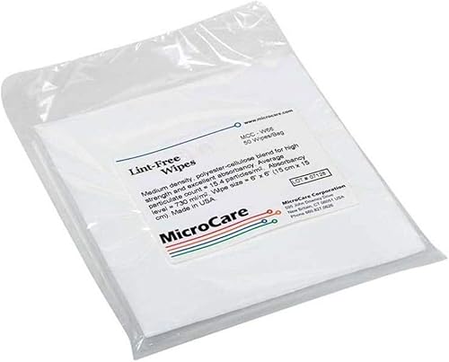 Toallitas Micro Care MCC-W66 sin pelusas, 6 x 6, color blanco, 50 unidades