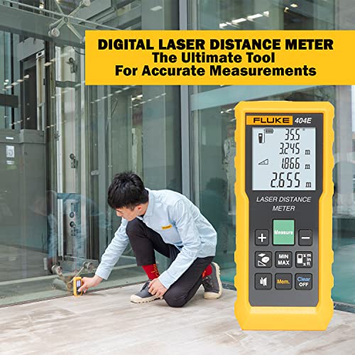 Image of Fluke 404E 40mtr Digital Laser Distance Meter Tape with Free Carry Case Large LCD Display IP54 Dust & Water Resistant Distance Area and Volume Measurement (1 Year Warranty)