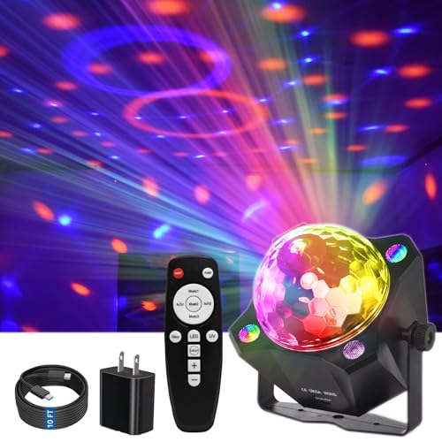 Disco Ball Light & Party Lights & DJ Disco Lights - Sound Activated LED Strobe Light with Remote for Christmas/Halloween/Birthday/Wedding/Home/Club/Karaoke