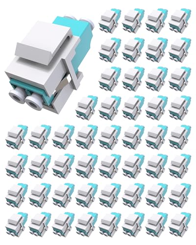 50 Pack LC to LC Fiber Keystone Jack, Duplex, UPC