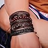 MILAKOO 6 pièces Bracelets en Cuir tressé Marron pour Hommes Femmes Bracelets de Manchette #1