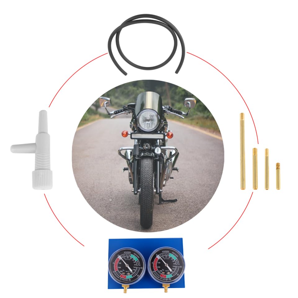 Cabilock Bilanciatore del Misuratore del Vuoto Carburante a 2 Cilindri per Motociclette, Manometro Vacuum Doppio Base Robusta per Sincronizzazione e Bilanciamento Motore
