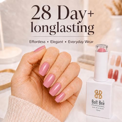 Image of BOLT BEE 15ML Gel Nail Polish - Clear Pink Glitter, Soak Off UV LED, Nail Art Starter for Manicure Salon DIY at Home, 0.5 OZ (1) (106)