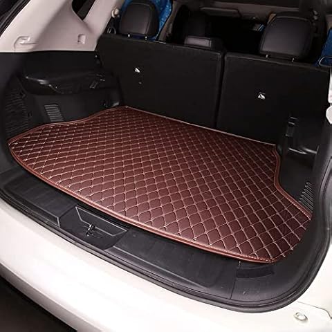 Car Leather Boot Liner Mats for Au-di Q7 4M Hybrid 2016-2022, Auto Rear Trunk Carpet Protector Pad Custom Artificial Leather Waterproof Accessories,D/Coffee Cover