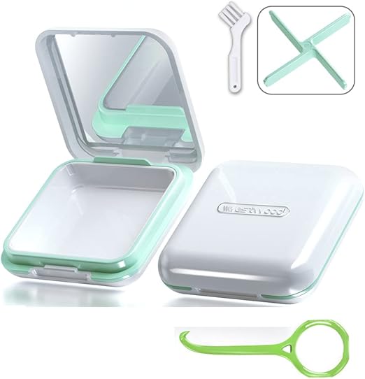 Amazon 入れ歯 マウスピース ケース 入れ歯ボックス ミラー エクストラクター ディバイダー クリーニングブラシ付き 抗菌防湿 入れ歯ケース おしゃれ 持ち運び リテーナーケース 多機能 薬ケース 携帯用 矯正ボックス 軽くて小さい 大容量 可愛い C 収納ケース