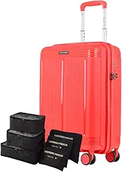 Mala de Viagem Sestini Bordo 10kg em Polipropileno + Kit Organizador de Bagagem, Cadeado Fixo Flat com Segredo, Rodas 360° Silenciosas – Pulse(Laranja, 55 x 34 x 22)