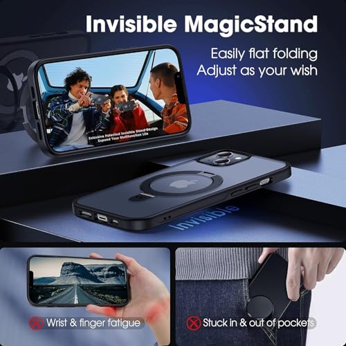 Image of iPhone 14 Magsafe Stand Case | Matte Design & 360 Protection | Military-Grade Apple iPhone 14 Cover | Ultra Premium - Black