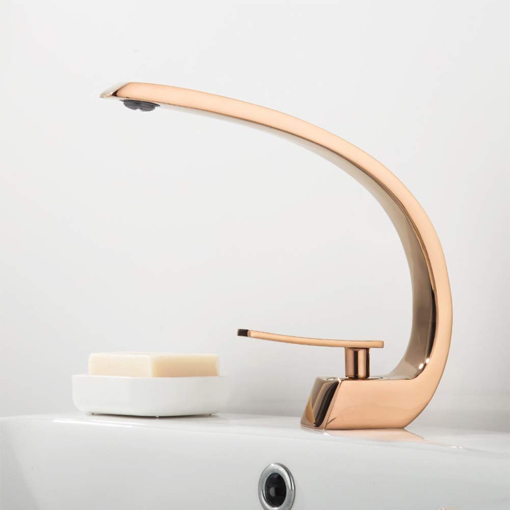 Rubinetto per lavabo, Miscelatore Moderno Nero monocomando per lavabo da appoggio, Acqua Calda e Fredda, Rubinetto monocomando in Rame per lavabo, Adatto per WC e bagni