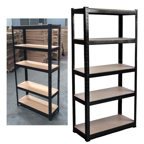 Bookshelf, 5-Tier Modern Bookcase, Industrial Look Shelves Unit With Metal Steel And Mdf Boards Frame For Living Room, Bathroom And Office,Study,H 150 X W 70 X D 30 Cm,Black,Each Shelf Lifting 175Kgs. #TOP19