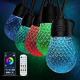 Outdoor String Lights - 49FT Dimmable Color Changing LED String Lights with APP & Remote Control,...