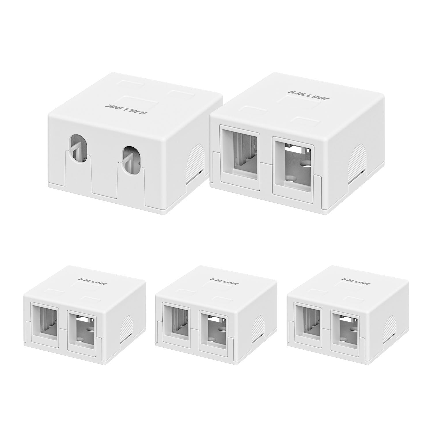 Iwillink Lot de 5 boîtiers Keystone à 2 ports pour montage en surface, blanc