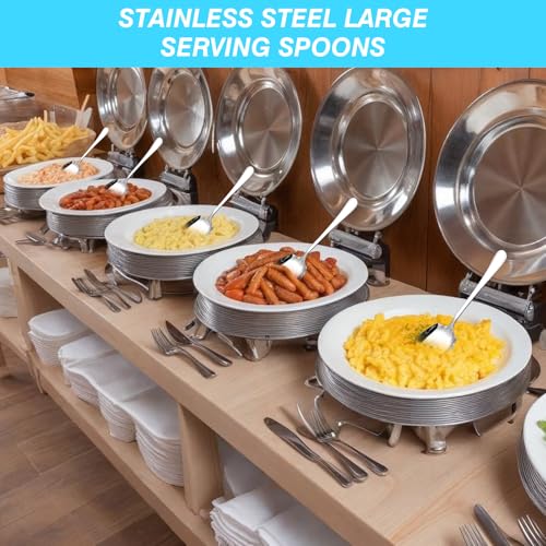 Ouligay 2PCS Serving Spoons Large Stainless Steel for Buffet Serving Utensils Set for Parties, 8.66 Inch Silver Serving Spoons Set - Image 5