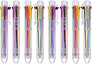 16 Pack Multicolor Pens 8-in-1 Retractable Ballpoint Pens 8 Colors Transparent Barrel Ballpoint Pen for Office School Supplies Students Children Gift