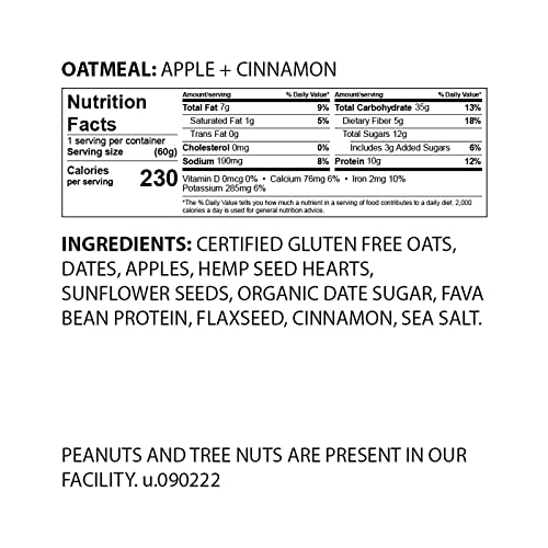 The Gluten Free Brothers, Protein Oatmeal Cup (Pop-Up), Apple Cinnamon, 2 Ounce (Pack Of 6), Gluten Free, Non Gmo #TOP3