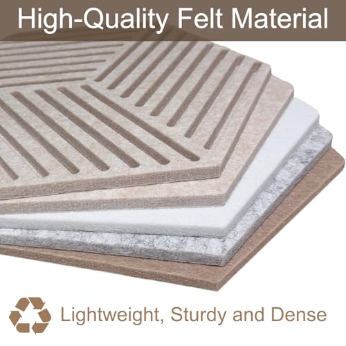 Acidea 12 Stück Filz Pinnwand Sechseckig, Selbstklebende DIY Pinnwand Kork mit 50 Stück Durchsichtig Pushpins, Hexagon-Memoboard für Büro, Home, Schlafzimmer, Wanddekoration