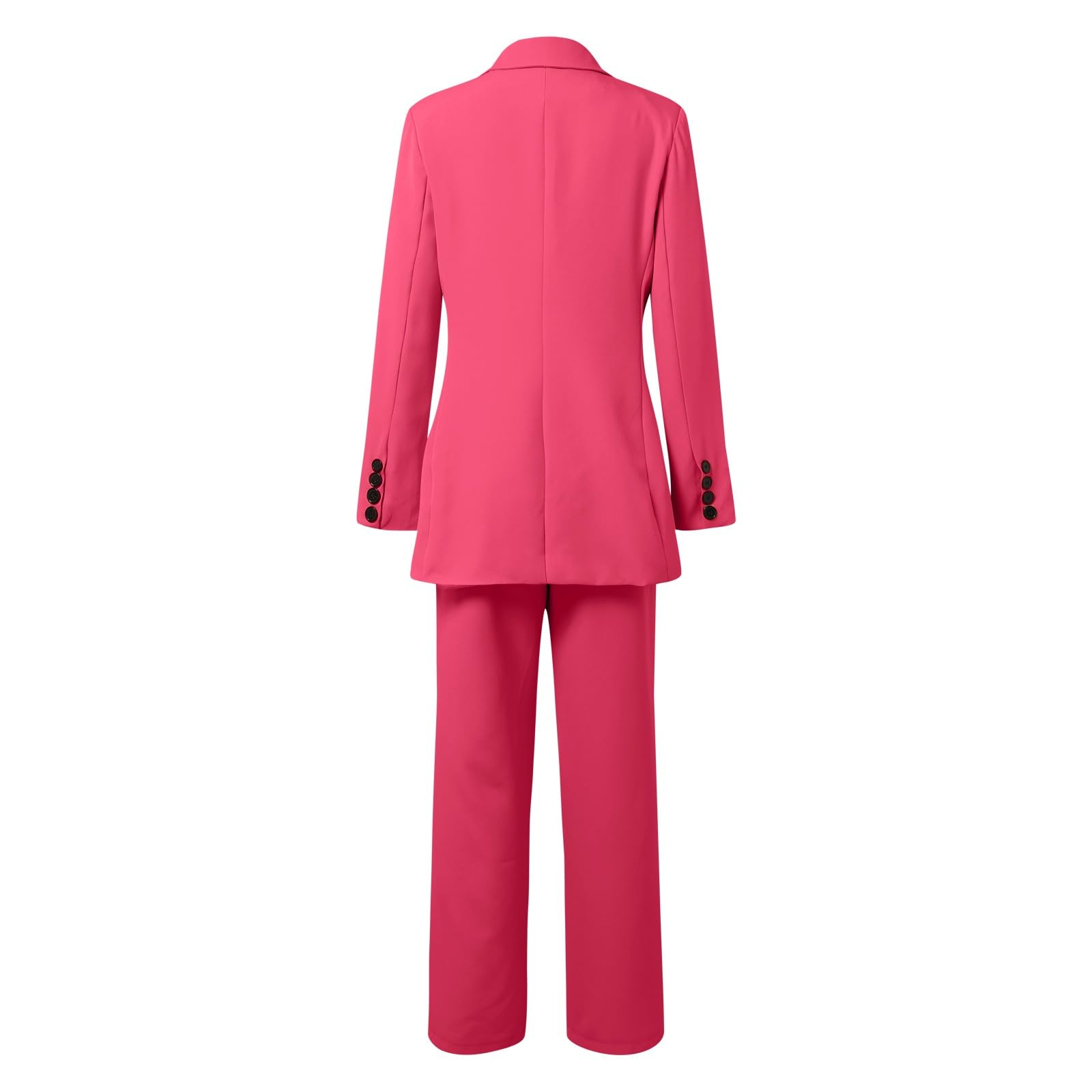 Tuta da donna con pantaloni, slim fit, 2 pezzi, con bottoni, maniche lunghe, colletto rovesciato, giacca e pantaloni a gamba dritta, formale, per cena, tempo libero, moderno, abbigliamento da ufficio