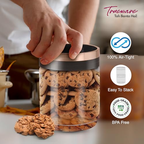 Image of Trueware FESTIVE Plastic Storage Jar & Container Set of 18, Airtight & BPA Free Containers for Kitchen Storage, Grocery Kitchen Container, Multipurpose Transparent Jar, 500ml 6,1000ml 6 & 1500ml 9
