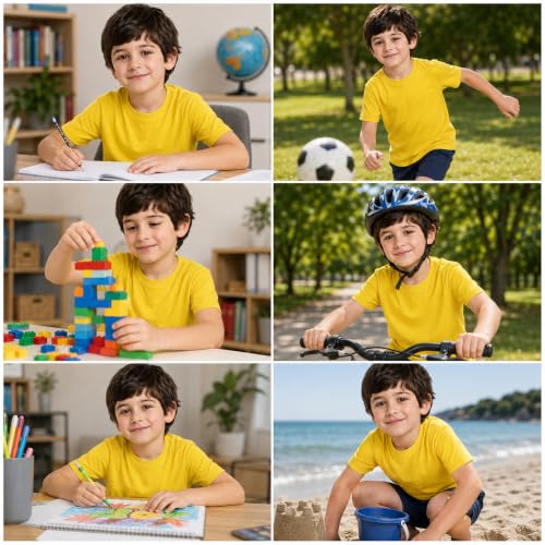 Image of Kids Round Neck Boys Tshirt | Short Sleeves | Natural Organic 100% Cotton Soft Comfortable Fabric | School Plain Color Original Branded Half Sleeve | T-Shirt for Boy Kid | Sleepwear Everyday Casual