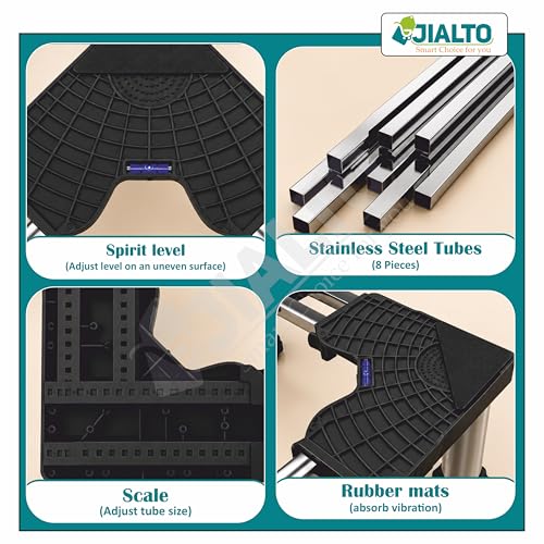 Image of JIALTO Universal Washing Machine Stand 5-12Kg| Washing Machine Trolley | Refrigerator Stand For Fridge | Spirit Level | Anti-Vibration Legs | Rubber Pads Load Capacity 350Kg (Double SS Pipe / Black)