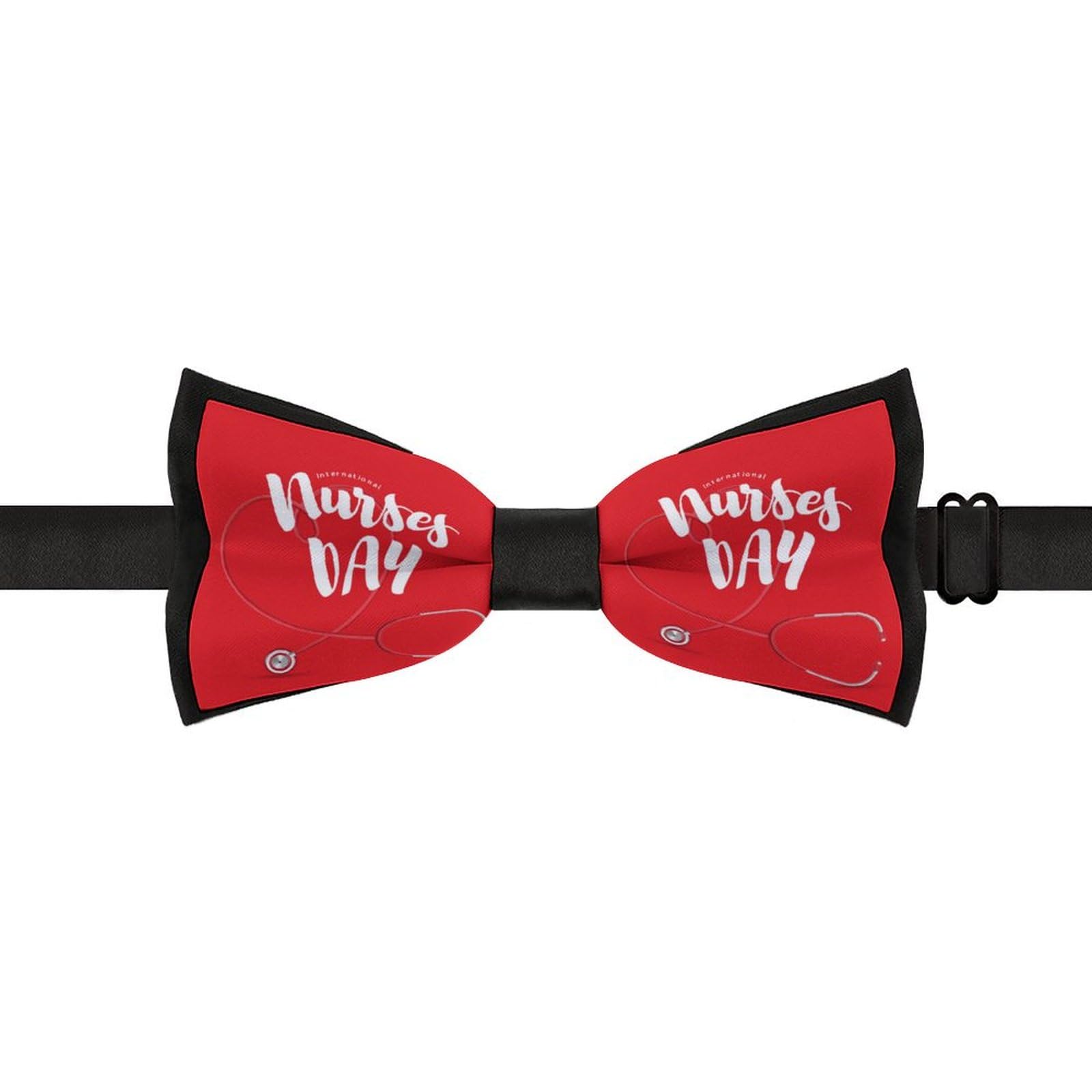 GoasNei Happy Nurse Appreciation Week Day 2023 Bow Tie for Men Adjustable Necktie Funny Tie Neck Ties for Weddings Party