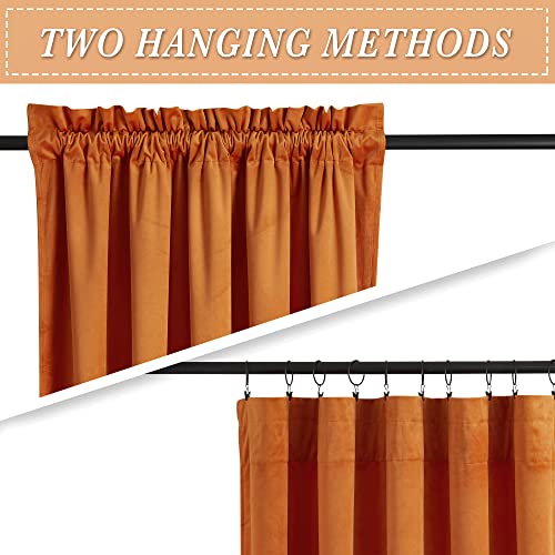 Image of RYB Home Orange Velvet Curtains for Bedroom, Room Darkening Privacy Large Window Treatment for Living Room Elegant Decor for Holloween Christmas, W52 x L108 inch, Bright Orange, 2 Panels Set