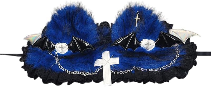 JYYY Fluffy Cat Ear Headband Gothic Lolita Faux Fur Hair Band with Lace Trim Cosplay Costume Hair Accessory