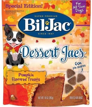 Bil-Jac Super Premium Dessert Jacs Pumpkin Flavored Dog Treats 10 oz Reseable Bag