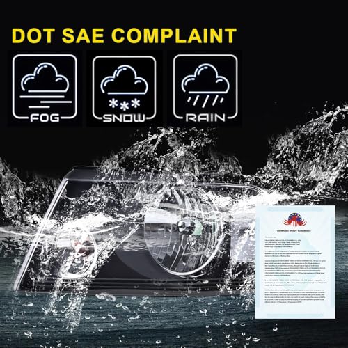 Image of GRAND ORANGE Headlight Assembly Compatible with Ford F150 2004 2005 2006 2007 2008 / Fit Lincoln Mark LT 2006-2008 Driver & Passenger Side Headlamp Smoke lens Black Houing Clear Reflector
