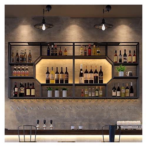 Qxgylz Botellero De Pared, Soporte para Botellas De Vino Estantes Flotantes De Cristal, Soporte para Botellas Colgante, por Capa, para Cocina, Bodega, Bar(150x120x25cm)