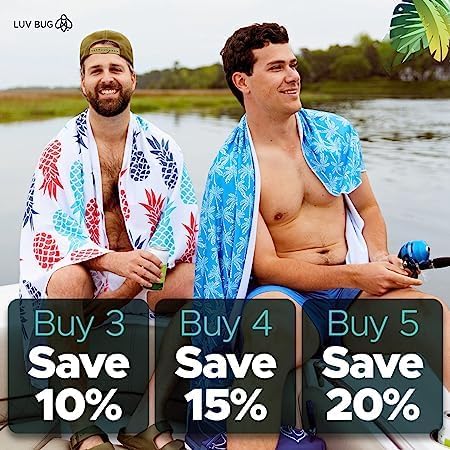 Miniatura 6 de Luv Bug Toalla de piscina y playa con protección solar, protección UV, UPF 50+, toalla de natación absorbente y de secado rápido para playas,