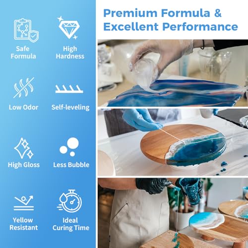 Image of Epoxy Resin 2 Gal, Clear Casting Kit for DIY Craft & Beginners, Crystal Clear Epoxy Resin for Casting, Coating, Jewelry Making & DIY, Hard Type No Bubble Non-Yellowing Deep Pour Resin(1 Galx2)