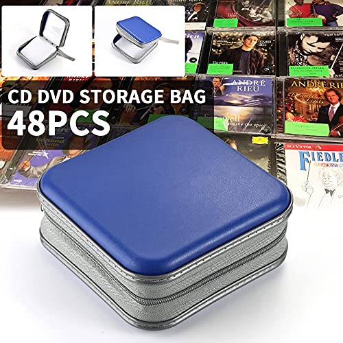LIOVODE DVD Case, 48 Capacity CD Case Portable CD Case Holder Storage Hard Plastic DVD CD Wallet Holder Organizer for Car (48 Capacity, Blue48) - Thumbnail 3
