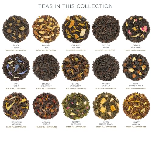 Image of Tea Forte Single Steeps Loose Leaf Tea Sampler Tea Chest, Assorted Variety Tea Box, 28 Single Serve Pouches, Classic