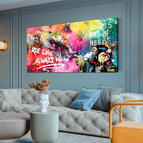 Graffiti Canvas Wall-Art for Living Room Large Size - Finger and Gorilla Wall Art - Kids Room Decor Ready to Hang Size 29 x 59 Inch
