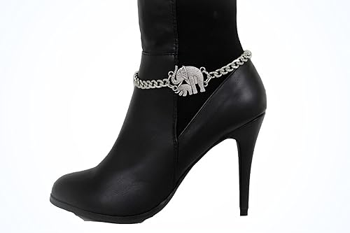 Pulsera para mujer con cadena de metal plateado y pulsera de elefante de safari