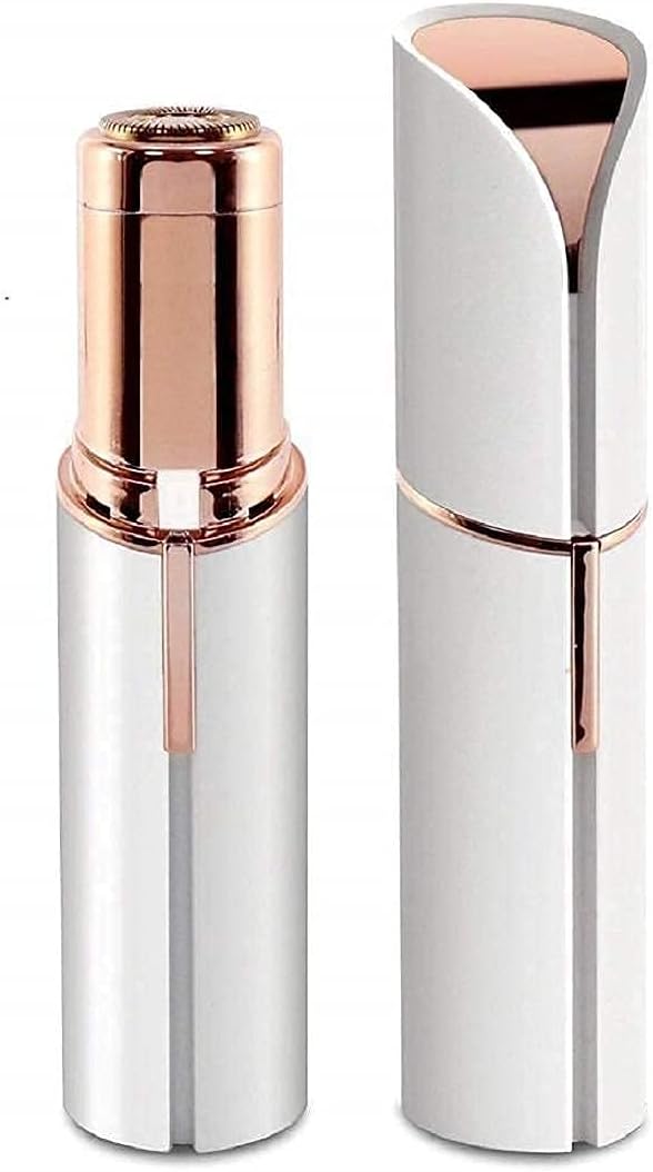 Hair Remover for Women Skincare Lipstick Shape Mini Epilator Trimmer Machine for face, Upper Lip, Chin, Eyebrow, etc. with Battery (White)