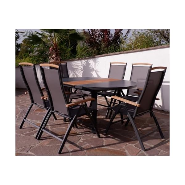 ALEOS Trinidad Gartengarnitur Aluminium Teak Anthrazit