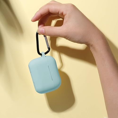 Vista 20 de Funda de silicona compatible con Apple AirPods Pro, funda protectora con mosquetón para AirPods 3 (luz de LED frontal visible)