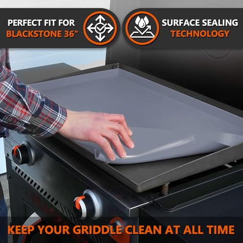 36" Silicone Griddle Mat for Blackstone 36 Inch Grill, Heavy Duty Food Grade Silicone Griddle Cover, Protect Your Grill from Dirt & Rust All Year Round (Gray) by Protebox - Image 2