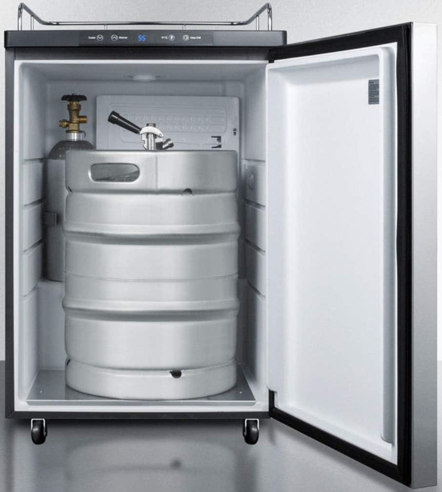Summit Appliance SBC635MBI7NKSSHH Built-in Commercially Listed Beer Dispenser with Auto Defrost, Digital Thermostat, Stainless Steel Door, Professional Horizontal Handle and Black Cabinet