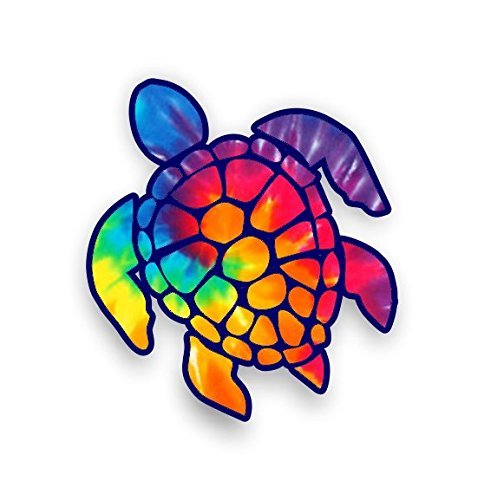 Magnet Sea Turtle (rainbow tie dye) Magnetic vinyl bumper sticker sticks to any metal fridge, car, signs 5