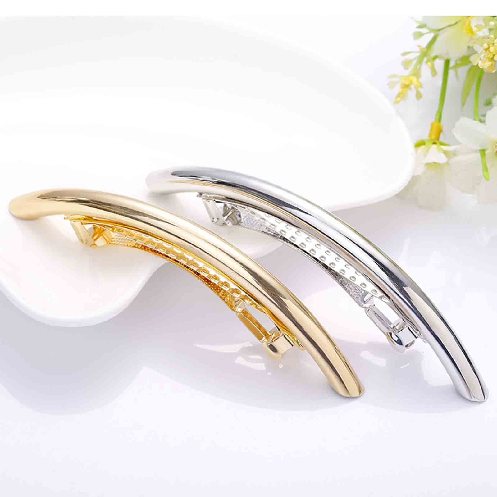 18K Gold Plated Stainless Steel Minimalist Barrette Heavy Statement Hair Clip Amazon.com : AOZUO 2Pcs French Gold Hair Clips, Metal Hair  main image 2