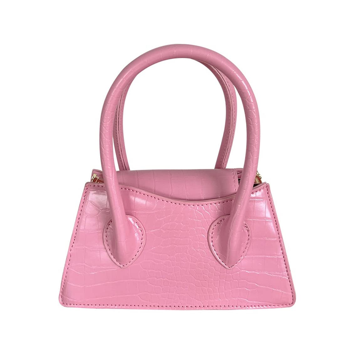 Cute Small Crossbody Purses for Women Girls Trendy Tiny Purse Top Handle Bag Crocodile Satchels Handbag Pink